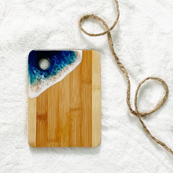 Other - Coastal Ocean Wave Resin Art Small Bamboo Board
